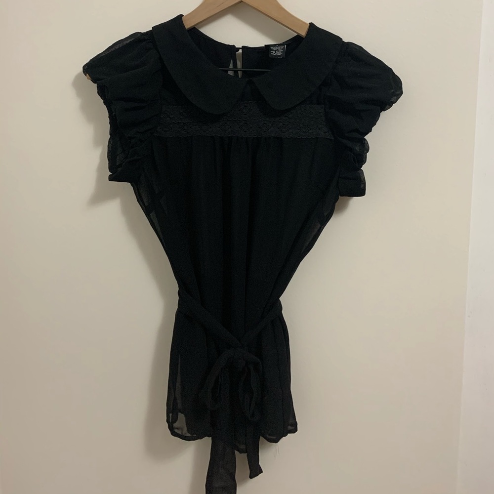 Sheer black collared blouse